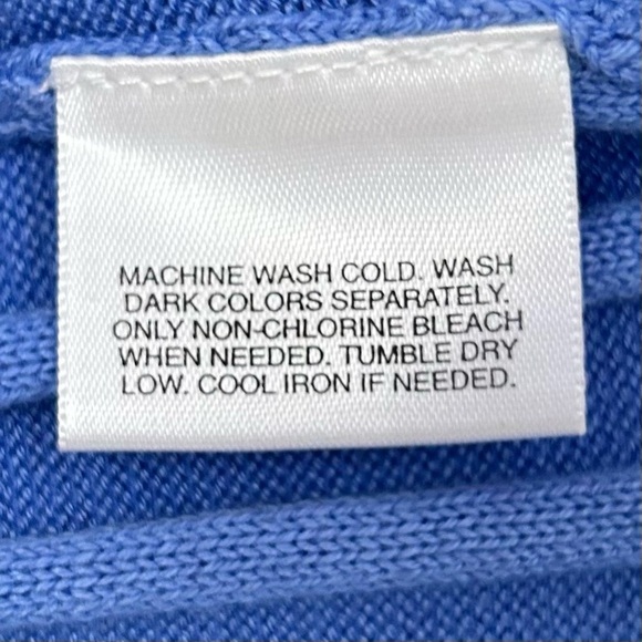 Covington Sky Blue White Ribbed Button Cardigan Sweater M Retro Statement Knit - Picture 8 of 10